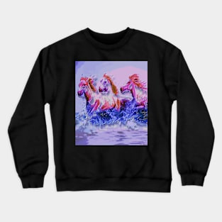 horses at the beach Crewneck Sweatshirt